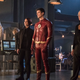 Caity Lotz (left), Chyler Leigh, Grant Gustin, Victor Garber, Franz Drameh (Photo: Katie Yu/The CW)